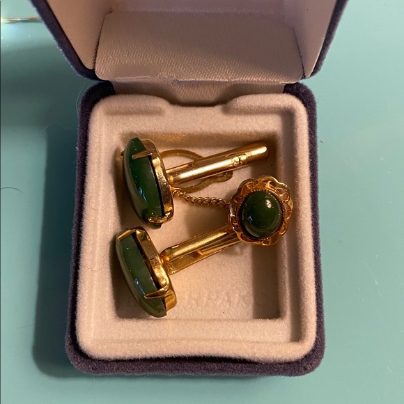 Jewelry - Genuine Jade Cufflinks & Tie Tack